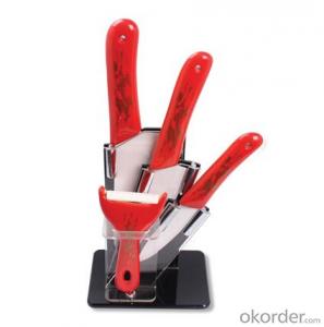 Art no. HT-TS1005 Ceramic knife set with acrylic stand System 1