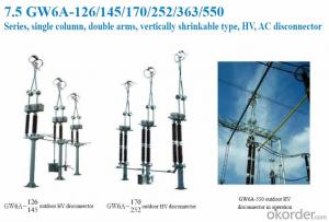 GW6A-145,single column,double arms,vertically shinkable type,AC, 145KV electrical disconnector System 1
