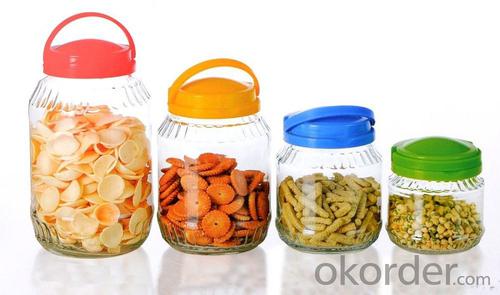 Big glass storage jar glass jar with handle lid System 1