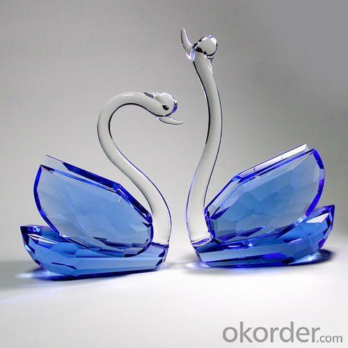 Blue crystal swan set for gift and decoration