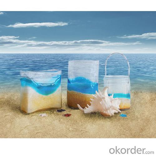 Wholesale different shaped handblown glass vase for home decoration with ocean design System 1