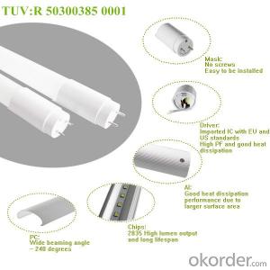TUV Certified 2835 SMD 1.2m T8 18W LED TUBE with 3 years warranty System 1