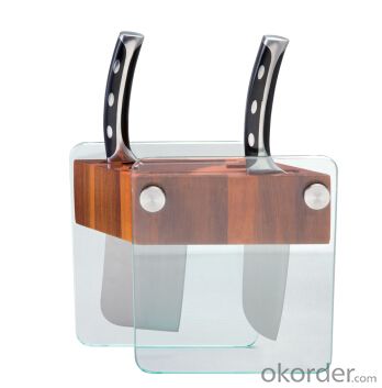 knife seat，F-KB001 acacia wood&glass knife seat