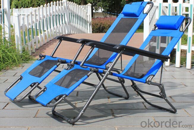 Outdoor Portable Aluminum Folding Picnic Recliner Chair  with Table System 1
