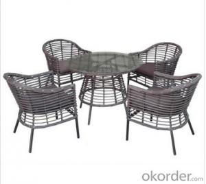 PE Rattan Tempered Glass Restaurant Dining Table And Chair Sets