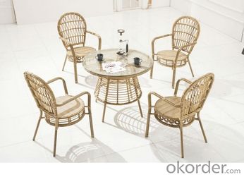 Round Rattan Wicker Outdoor Dining Set Furniture System 1