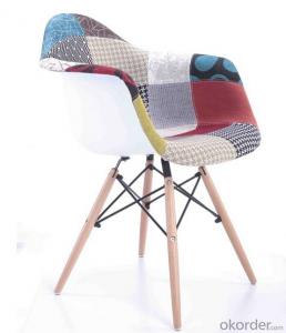 plastic chair High quality Mordern design Cheap multi-colors fabric patchwork  with wood legs