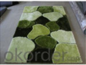 Soft Shaggy Carpet of Thick Yarn Polyester Green Handmade