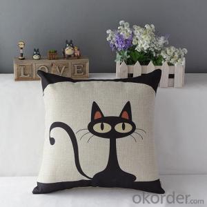 Square  Beads Pillow with Simple Cat Printing