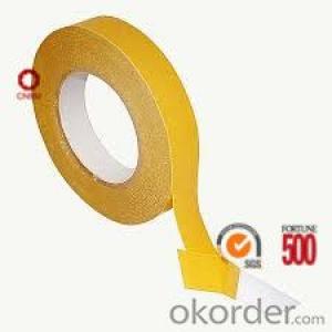 Double Sided Tissue Tape 90 Micron Yellow Color Solvent Based Acrylic