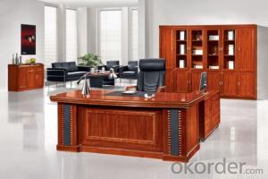 Useful Classic Design Wooden Office Executive Table with Side Cabinet