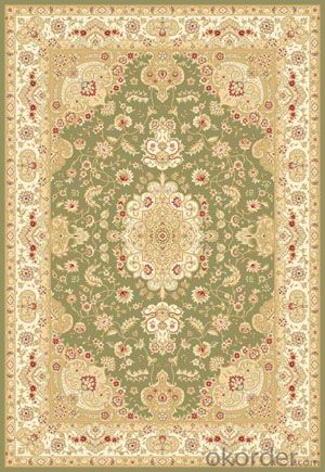 Viscose Wilton  Carpet and Rug Green Color Persian Design