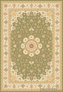 Viscose Wilton Carpet and Rug Green Color with Custom Design