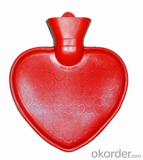 Heart-shaped Nature Rubber Hot Water Bottle 1000ml Particular BS Quality System 1