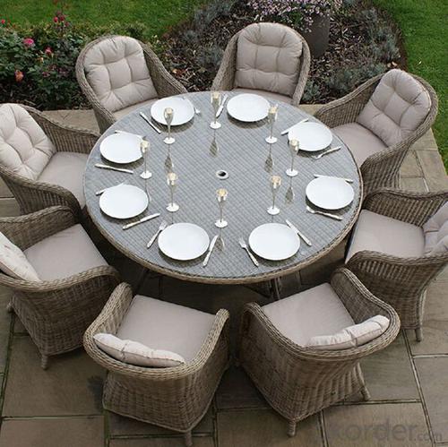 Patio Table Outdoor Wicker Dining Set  with Chair in Rattan System 1