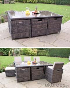Dining Set  Wicker Outdoor Patio Table with Chair in Rattan System 1