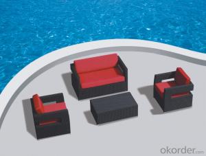 Black Rattan Garden Sofa with Seat & Back Cushion  CMAX-YT018