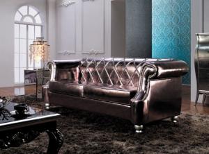 Classic Style Leather Sofa for Living Room