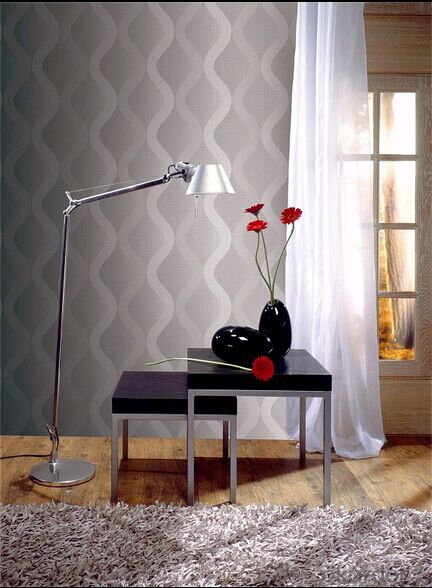 PVC Wallpaper Solid Color Roll for Modern Living Room Stripes Waterproof Wallpaper