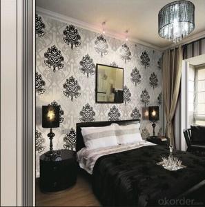 PVC Wallpaper Embossed Geometric Dining Room Black Floral for Living Room