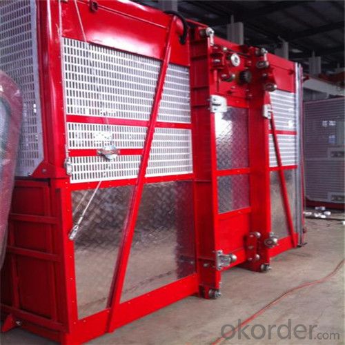 Building Hoist Red Appearance Twin Cage 0~60m/min System 1