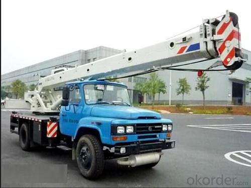 truck (rear eight tires) mounted with 10 Tons telescopic crane System 1