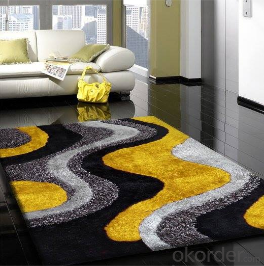 Modern grangually changing color commercial chinese silck shaggy Polyester 3d Carpet