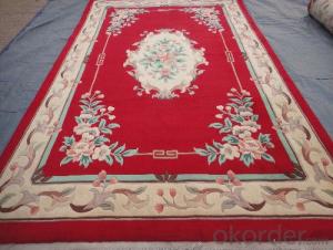 wool hand made carpet with carved patterns