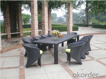 Outdoor Furniture & Seater Black Rattan Dining Set