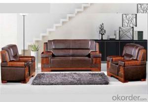 Office Sectional Leather Sofa with Wood Frame