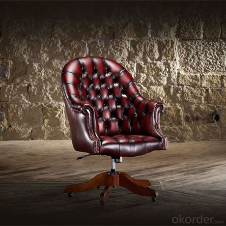 Director's Chair with Red Leather and Matching Buttons System 1
