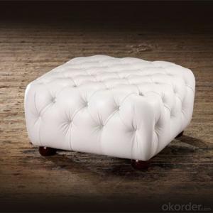 Belgravia Footstool with White Leather Cover