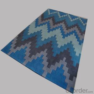 Wool Rug with Blue Grey Modern Stripe Design and Cheap Price