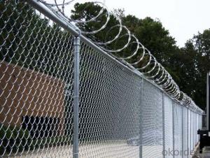 With Barbed Razor Wire  Chain Link Fence