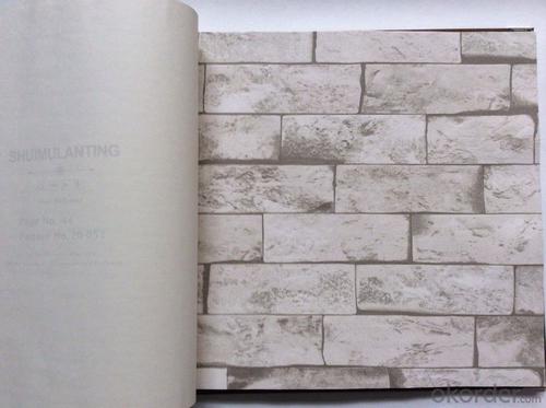 PVC Wallpaper Vinyl Covered Deep Embossed Black and White 3d Stone Brick Design System 1