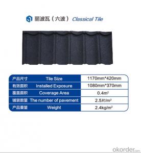 Colorful Stone Coated Steel Roofing Tile--Classical Type with Six Waves System 1