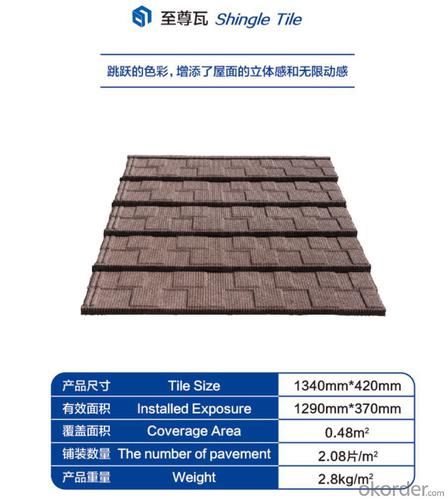 Colorful Stone Coated Steel Roofing Tile--Shingle Tile System 1