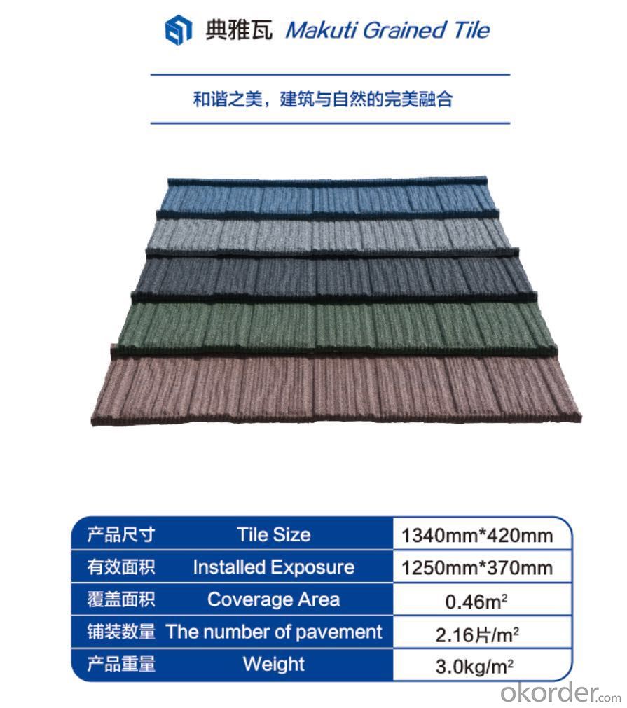 Colorful Stone Coated Steel Roofing Tile--Modern Classical Type
