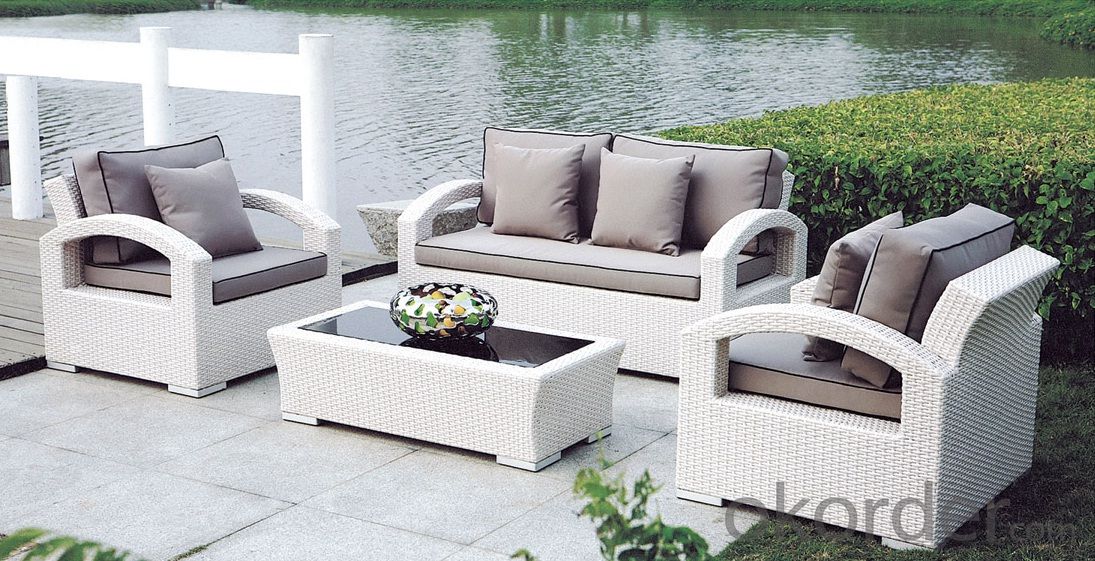 Wicker Conversation Set in White with Cocoa Brown Cushions