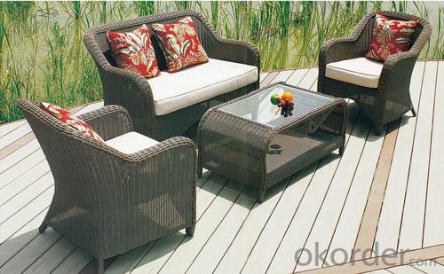 Wicker Conversation Set in Honey with White Cushions System 1