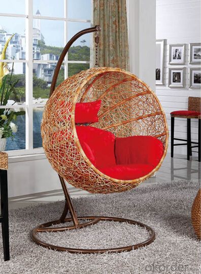 Outdoor Swinging Chair Round Shape Honey Color System 1