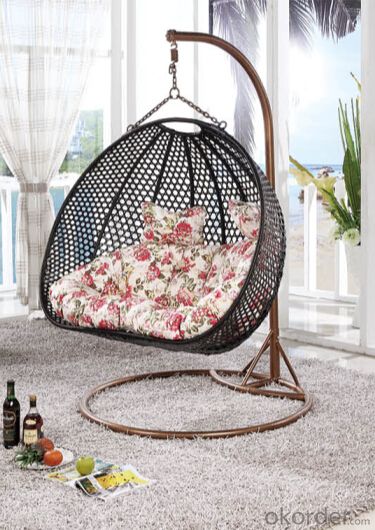 Outdoor Swinging Chair Black Color Garden Wicker System 1