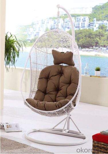 Outdoor Swinging Chair Black Color Garden Wicker