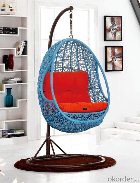 Wicker Swing Chair Blue/ Black  Outdoor Newport System 1