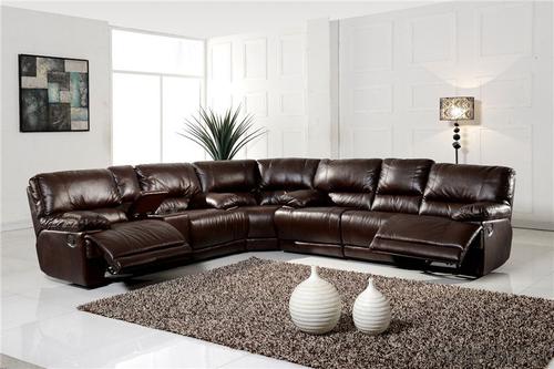 Natural Leather Recliner Sofa of Modern Design System 1