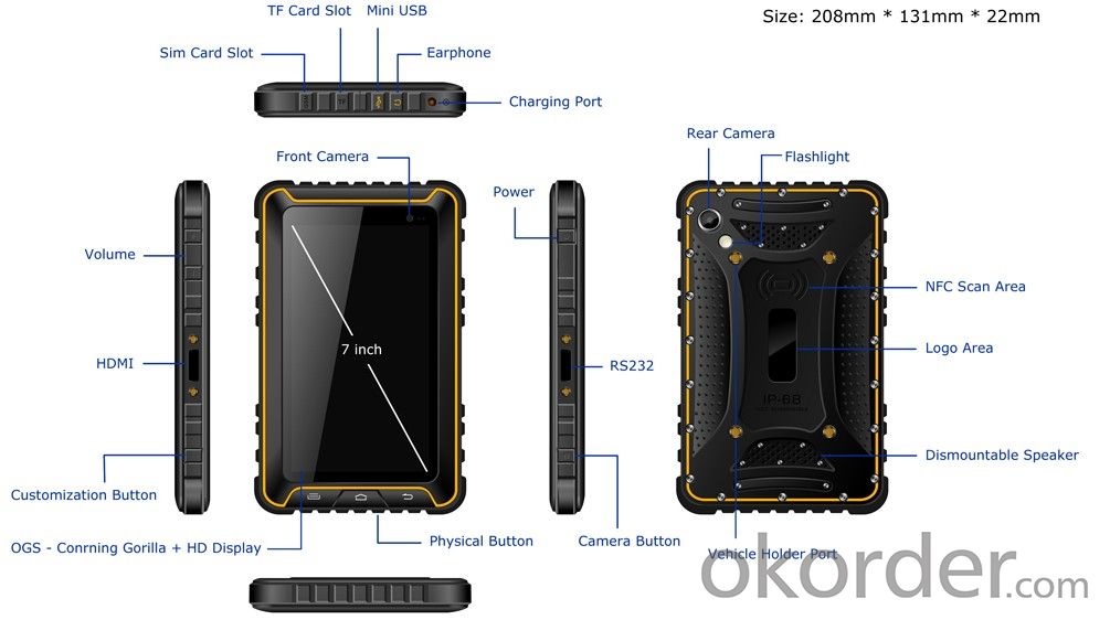 Rugged Tablet PC 7inch Android System  for Industrial Usage