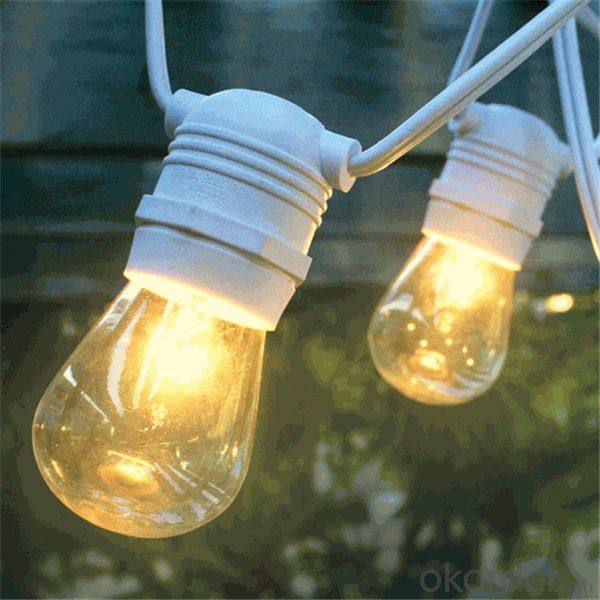 Outdoor Commercial String Lights with S14 Bulbs 48 Feet String Light with 15 Rubber Socket UL listed