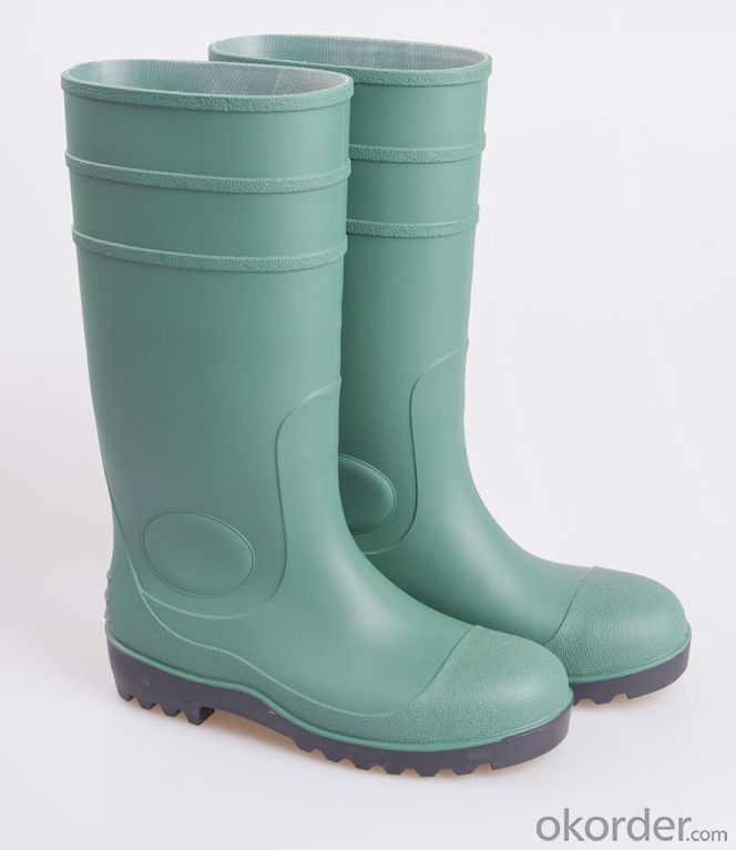 Safety Boots Green Safety PVC Rain Boots with Steel Toe