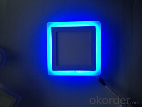 LED PANEL LIGHT DOUBLE COLOR SQUARE  SHAPE 12 AND 6W  RECESSED TYPE BLUE AND 6000K System 1