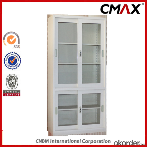 Office Filing Sliding Door Cupboard with Glass Window System 1